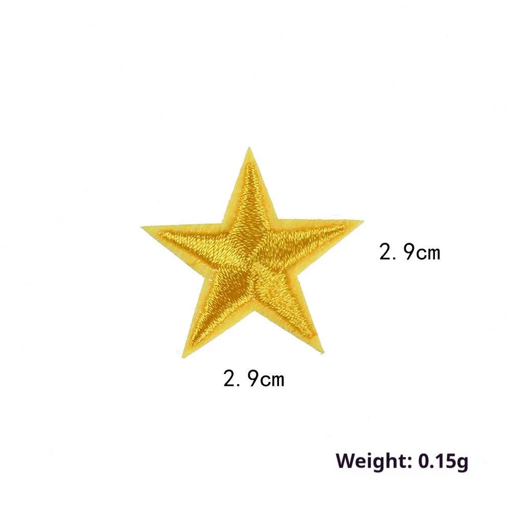 Colourful five-pointed star cloth embroidery labels for DIY clothing decoration.