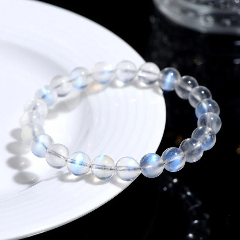 Blue Moonlight natural cream crystal bracelet with polished finish and unisex design