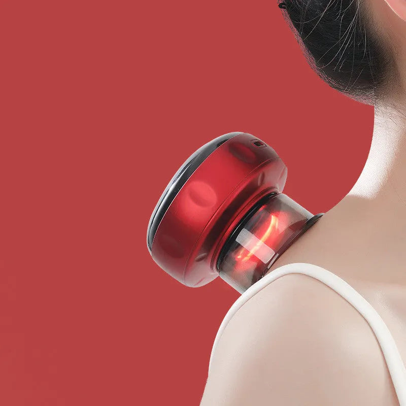 Electric vacuum cupping massager with LED display, 12 suction and heat levels, blue colour model
