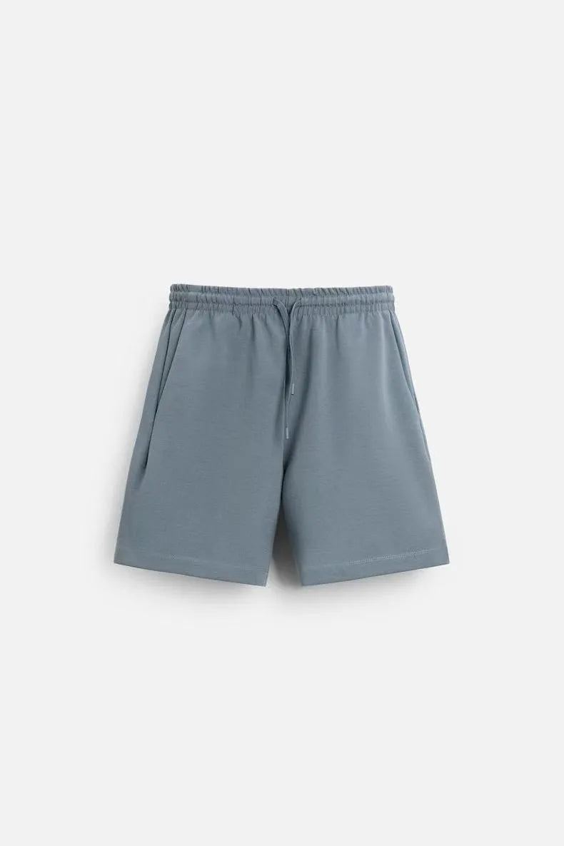 Loose fit double-sided cloth texture short sleeve top and matching shorts set in urban style