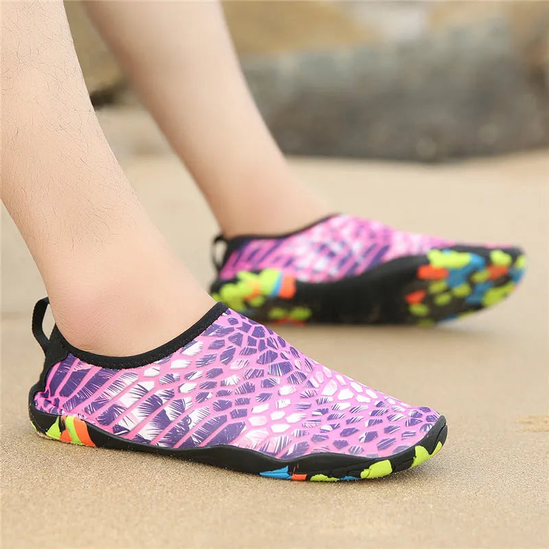 Beach wading shoes in blue colour with Lycra fabric upper and EVA midsole for water sports
