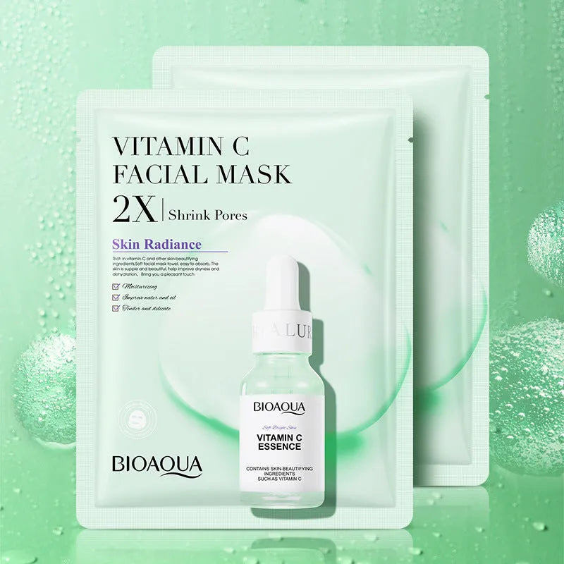 Collagen and Hyaluronic Acid facial sheet mask set with 30g gel formula on white background