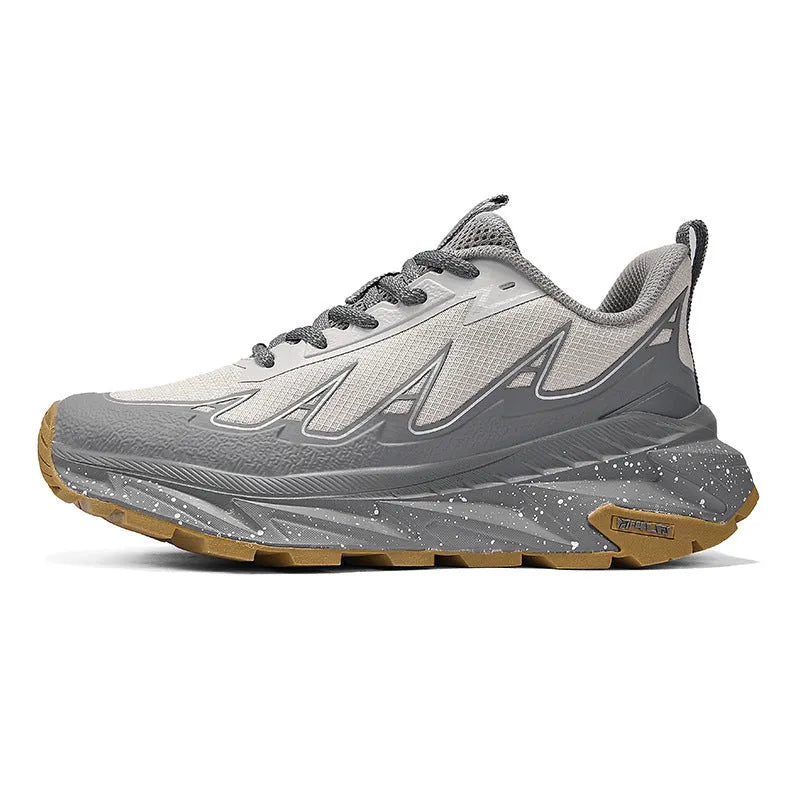 Men's breathable outdoor jogging shoes with waterproof TPU upper, rubber sole, low-top design, in white colour option