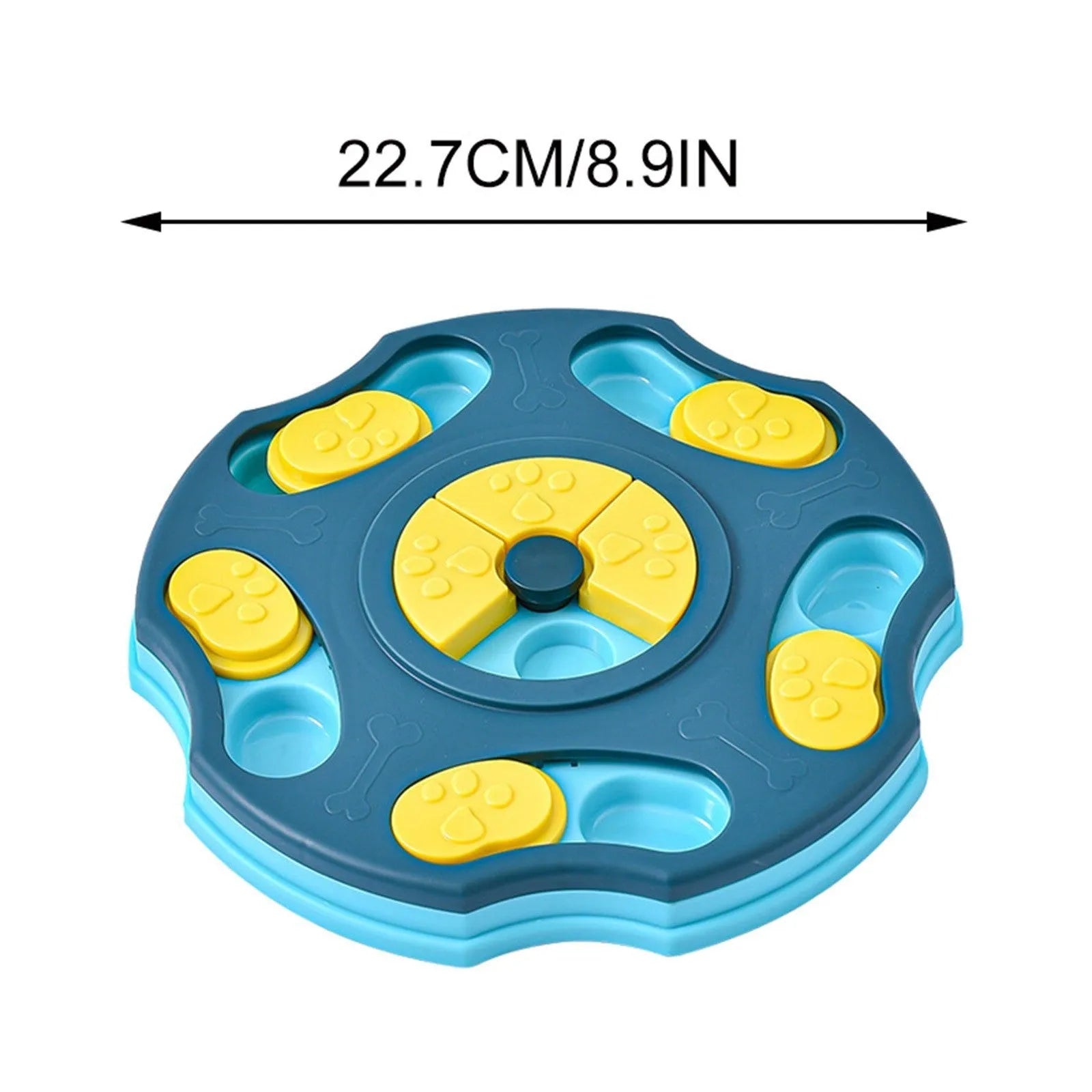 Blue interactive dog puzzle food feeder toy for aggressive chewers with food compartments