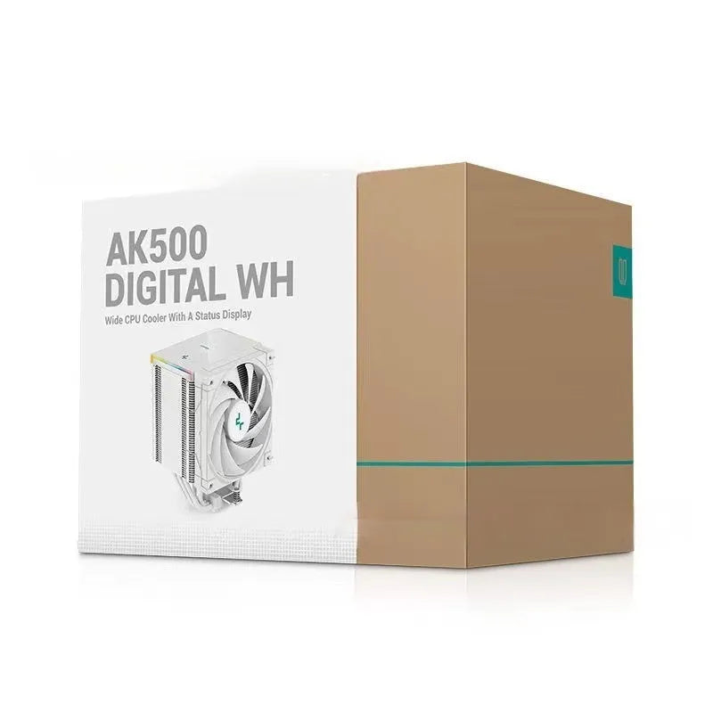 DeepCool twin tower CPU air cooler with digital display in black or white colour options