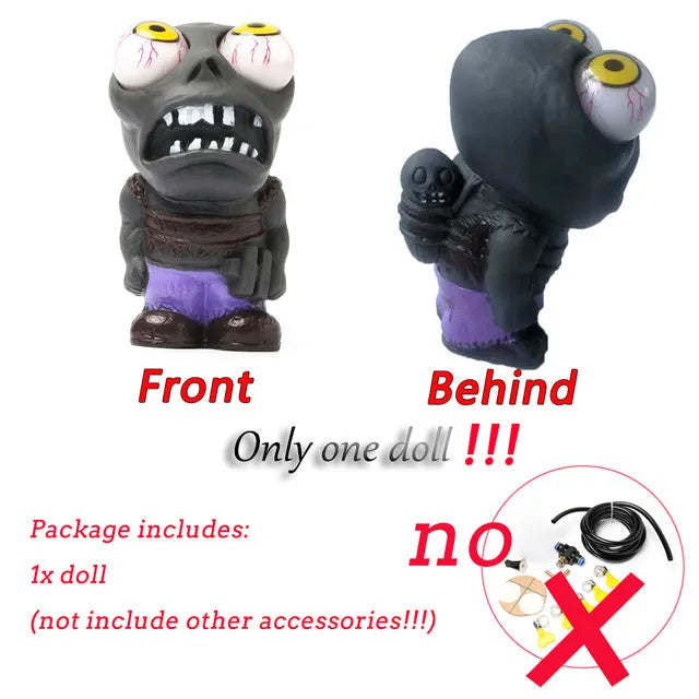 Turbo car Explosive Eye Doll ornament kit with pressure valve, copper tube, and mounting clip on a car dashboard vent.