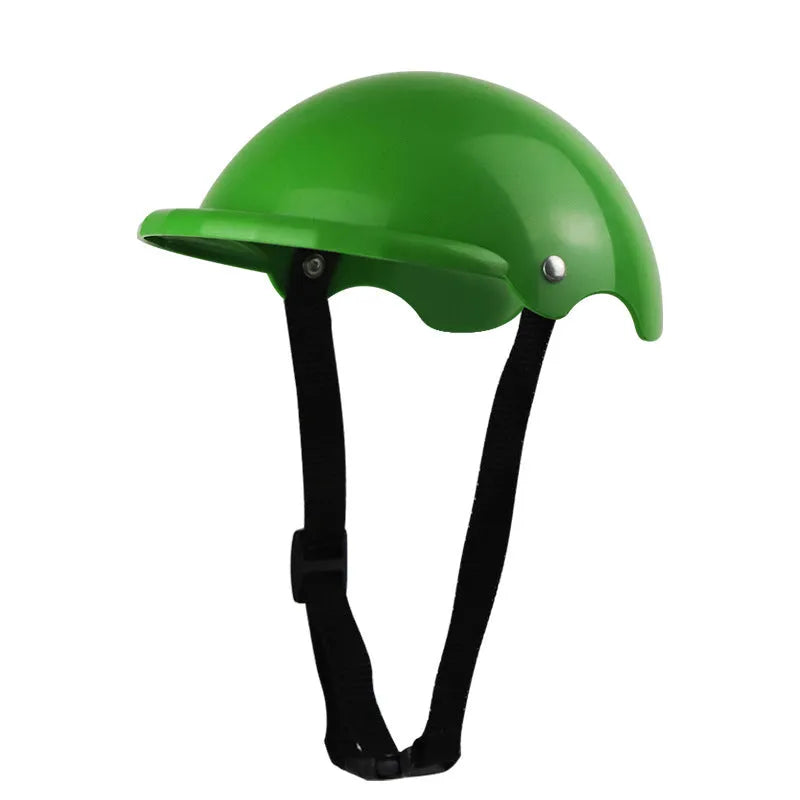 Small S size plastic pet helmet in pink, black, yellow and green colours