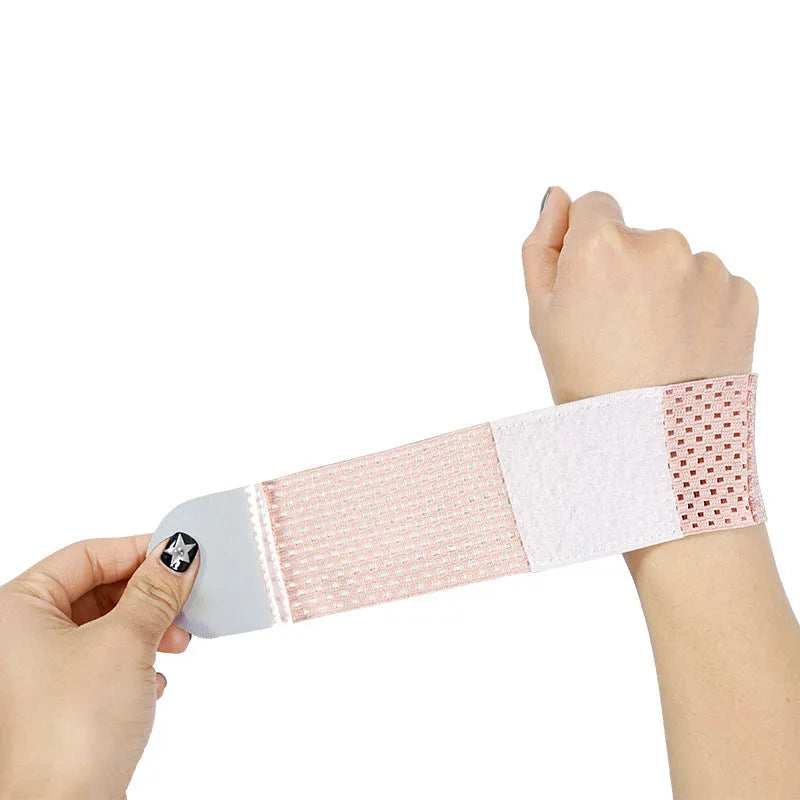High elastic breathable athletic wristguard for wrist support in black, grey, or pink.