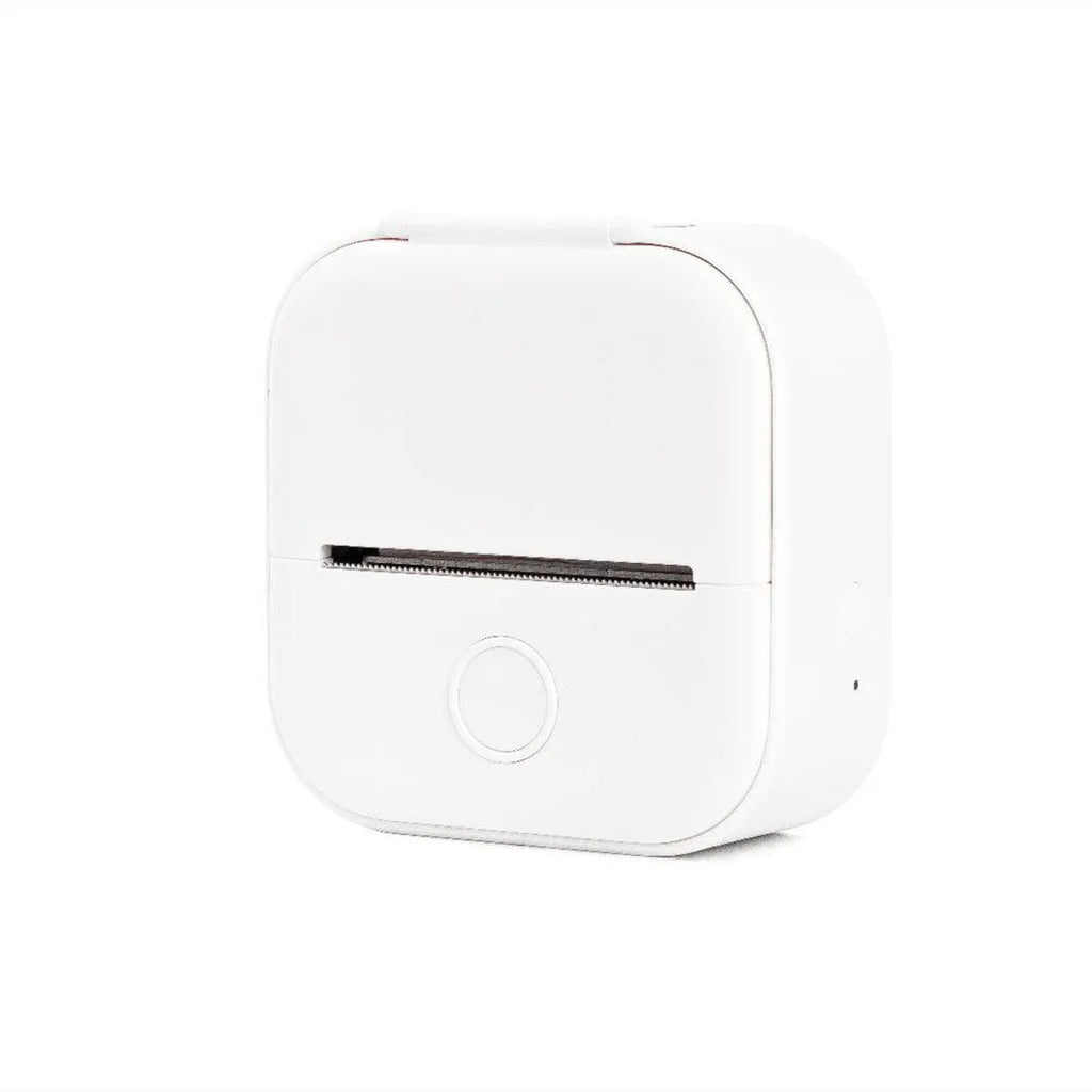 Phomemo T02 portable mini thermal label printer in white with Bluetooth connection