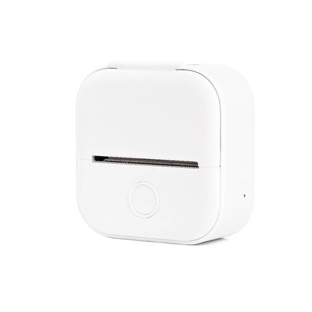 Phomemo T02 portable mini thermal label printer in white with Bluetooth connection