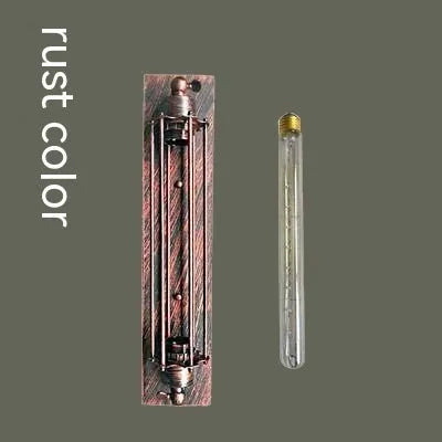 Industrial retro flute iron wall lamp in black finish showing compact 110mm × 470mm dimensions