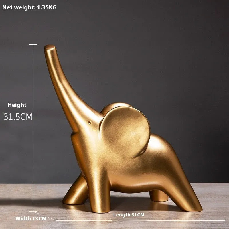 Modern resin elephant ornament in rose gold or white colour, available in large and small sizes.