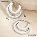 Geometric French earrings with circular ring design in gold and steel tone options