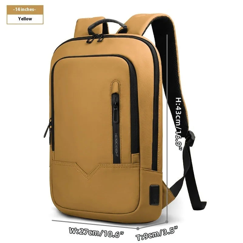 Small lightweight polyester commuter backpack with USB charging port in various colours