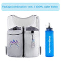 Black breathable mesh running vest with front phone pocket and optional shoulder hydration flask.