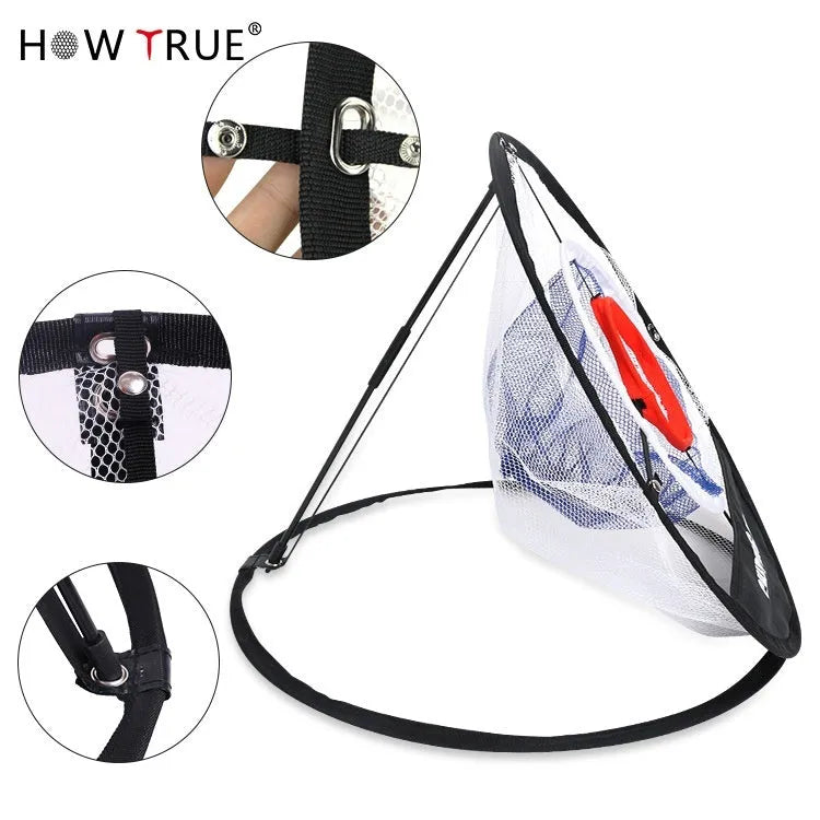 Home minimalist foldable golf target net with nylon material and metal snap button closure