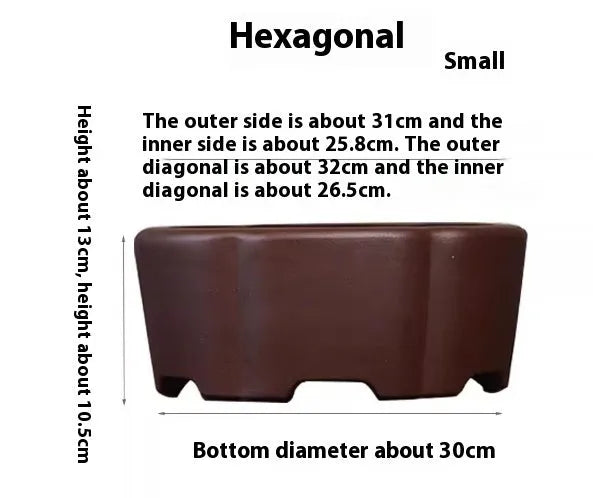 Square purple clay bonsai pot in classical style for succulent plants