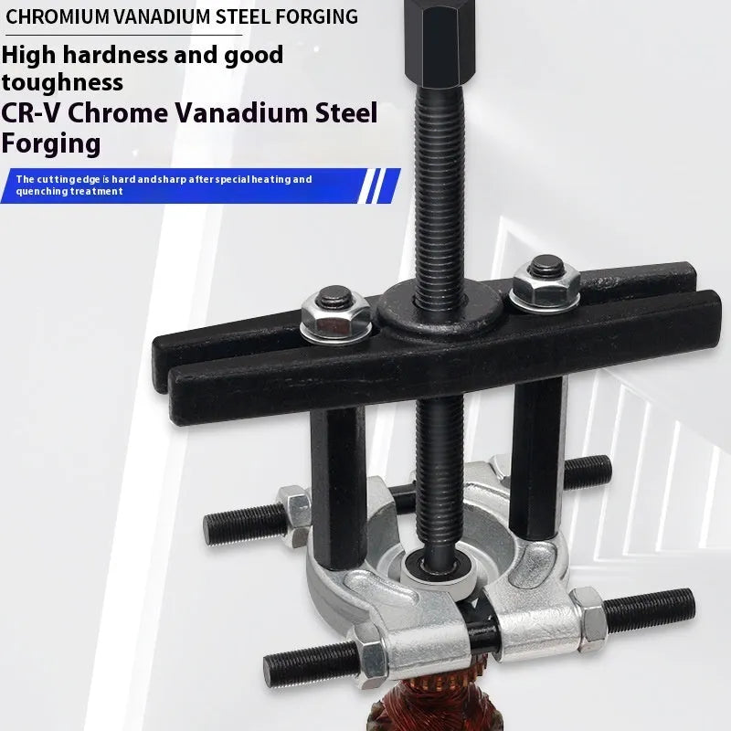 Blue case containing a 14-piece double disc bearing puller set for semi-axle disassembly