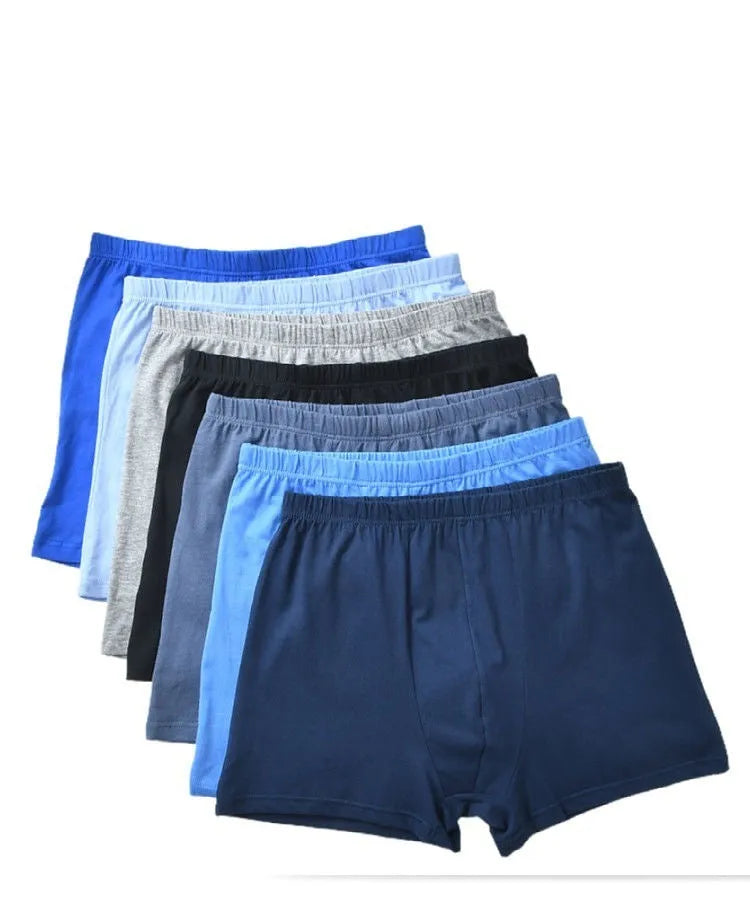 Men's mid-waist cotton boxers in mixed colours, breathable plain weave fabric with antibacterial function
