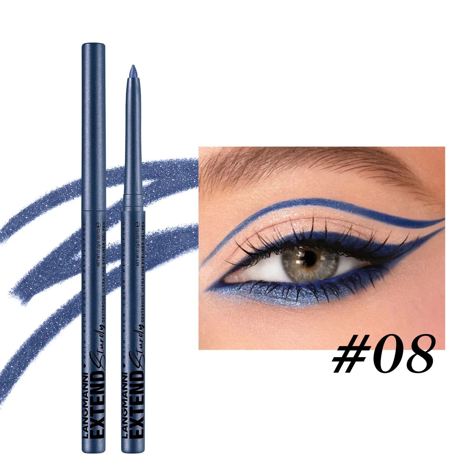 Set of 12 colourful gel glitter eyeliner pencils for waterproof party and Halloween makeup