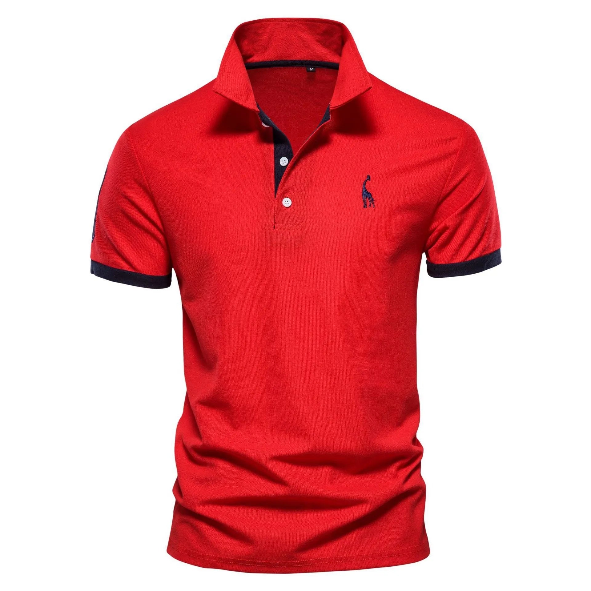 Men's slim fit short sleeve T-shirt with detailed deer embroidery on chest