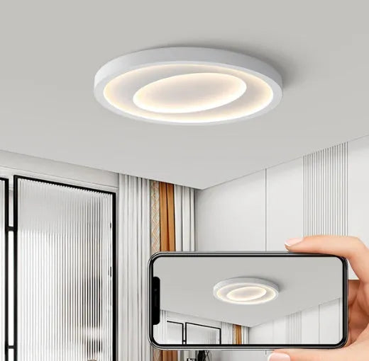 Nordic ceiling light with voice control, iron body, PMMA shade, Haoyue white, for bedroom study use