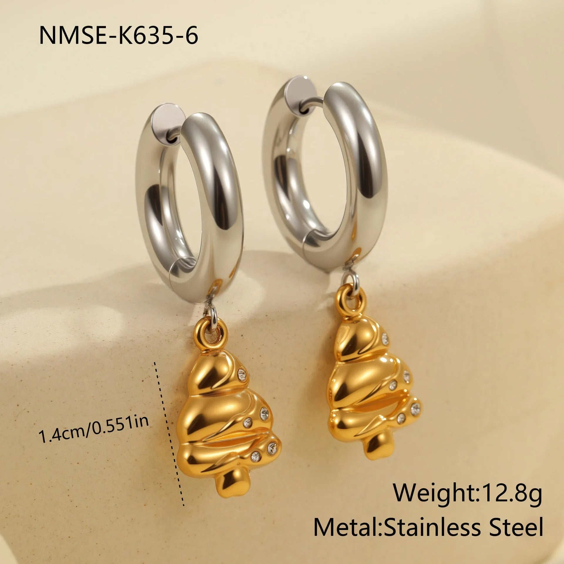Christmas tree earrings stainless steel 18K gold plated heart star geometric dangle jewellery