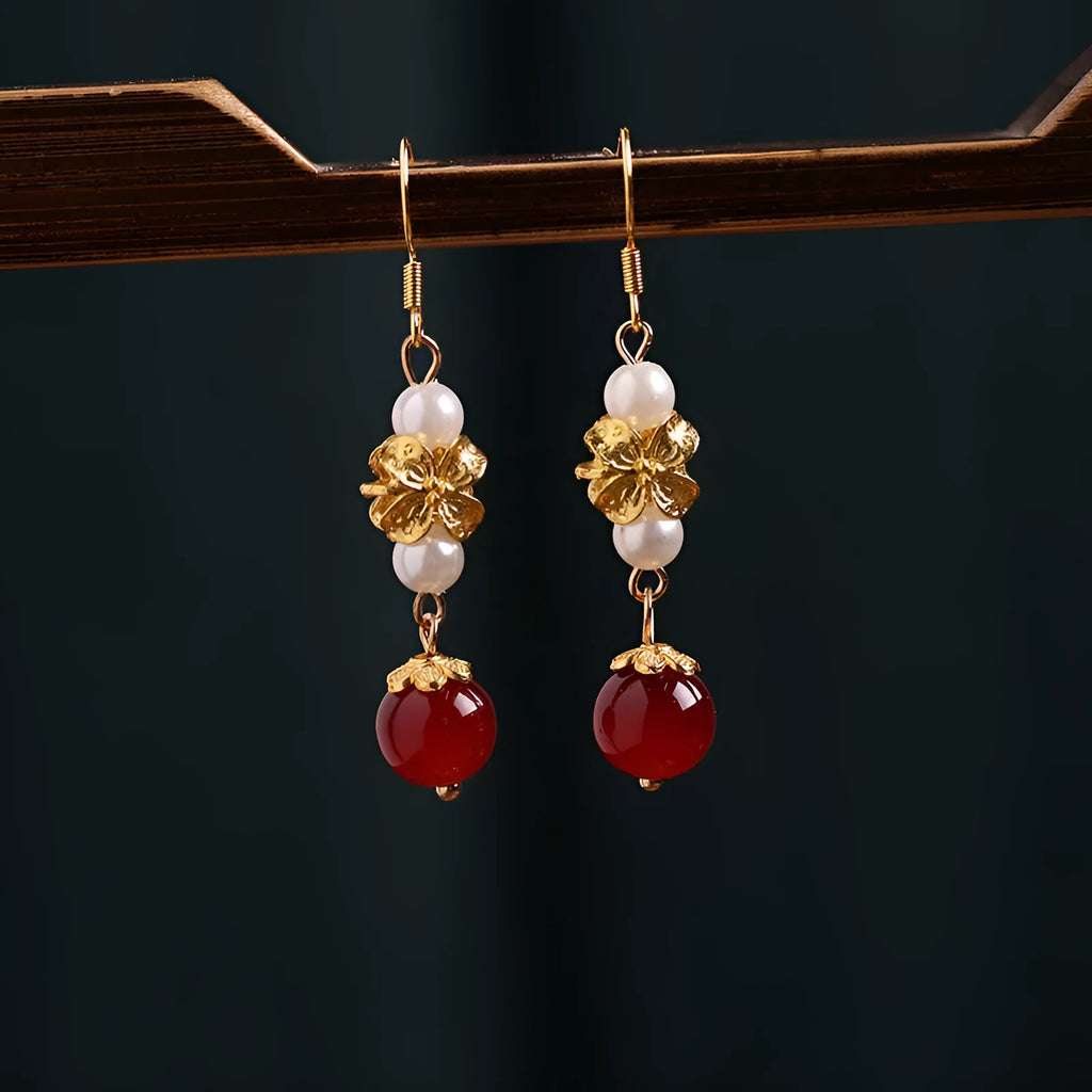 Vintage geometric alloy earrings with electroplated antique finish