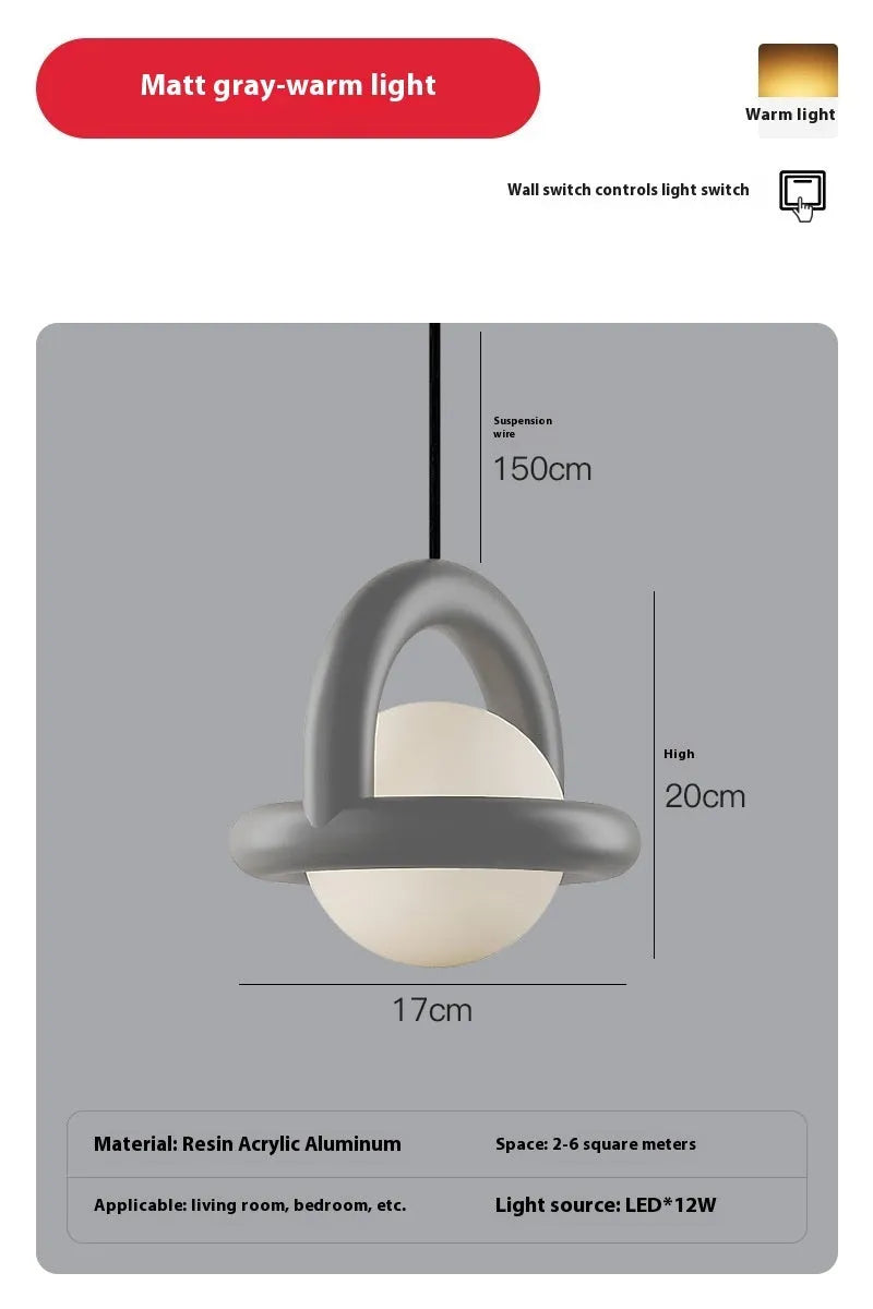 Modern Nordic-style pendant hanging lamp in a matte black finish with warm light.