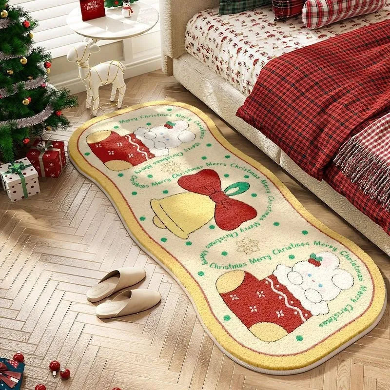 Christmas imitation cashmere carpet decoration with festive patterns in multiple size options