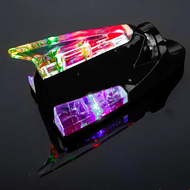 Wind-powered LED car warning light plastic body stick-on install no wiring 140x65x65mm black white red blue silver