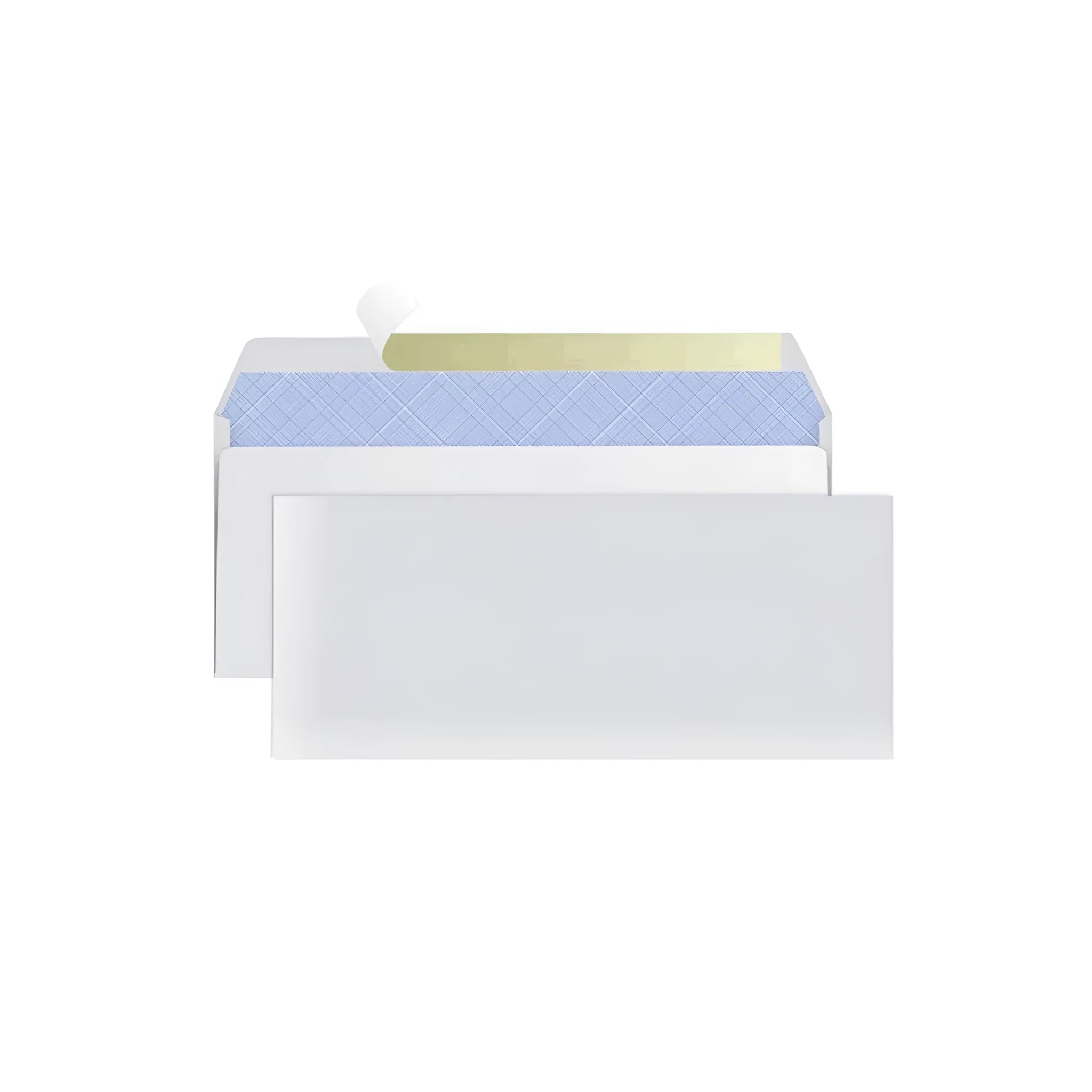Blue confidential security envelope showing tamper-evident self-adhesive seal and 105x240mm dimensions