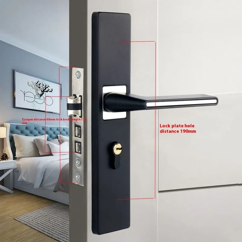 Aluminium split magnetic door lock handle for timber doors in black and silver finish.