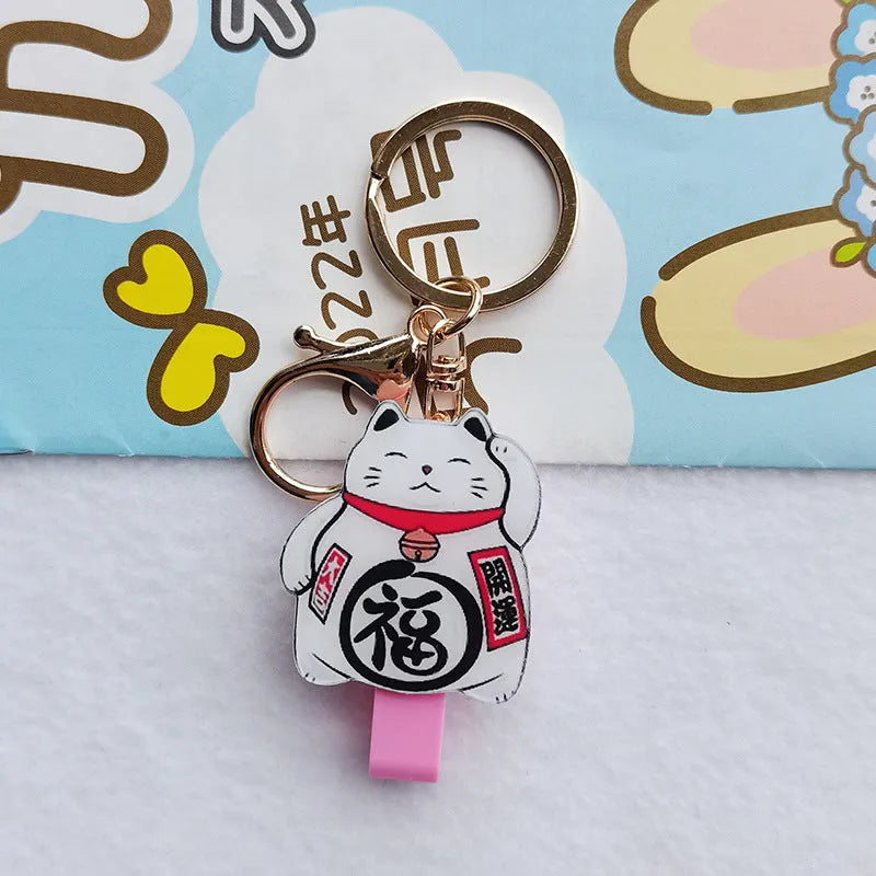 Plastic lucky cat certificate set with ferrule and decorative pendant for document organisation