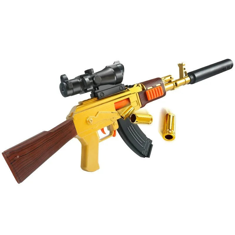 Children's toy soft bullet gun in Silver colour with plastic construction and soft darts