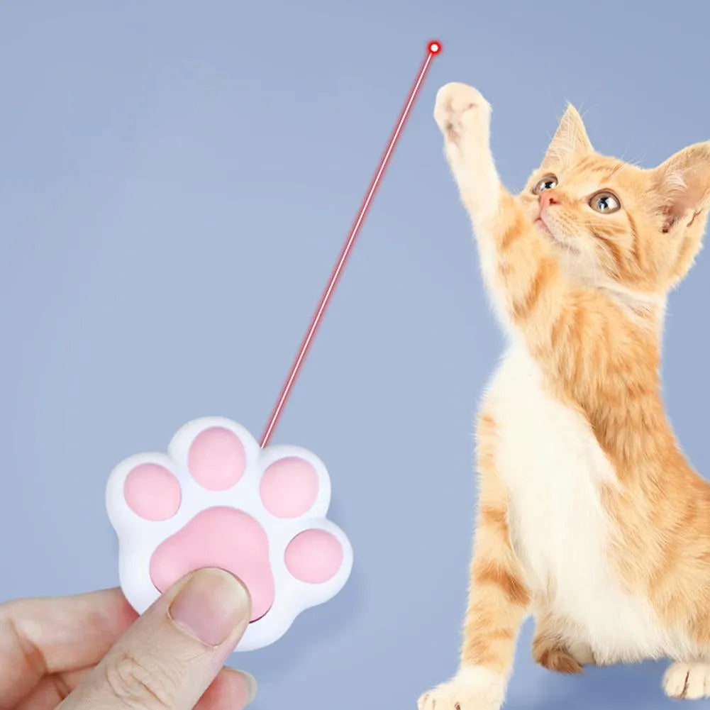 USB rechargeable infrared cat teaser toy with keychain attachment and LED light