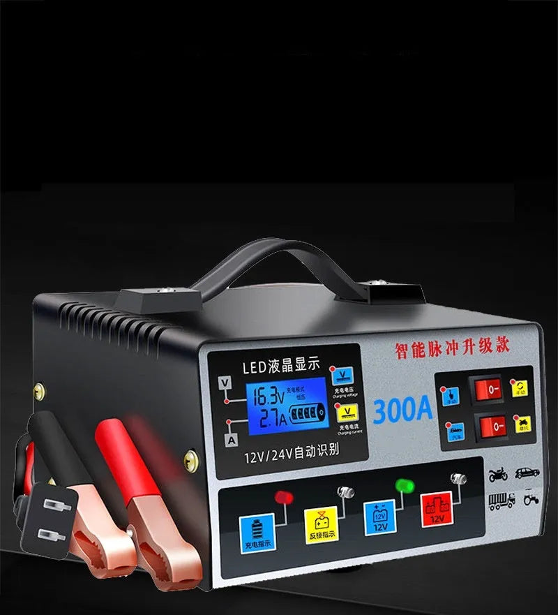 Liuxian 400A fully automatic truck battery fast charger in black casing with EU plug