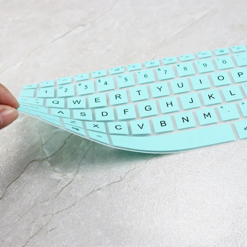 HP 15 silicone laptop protective cover in translucent mint fitted over fingerprint edition lid