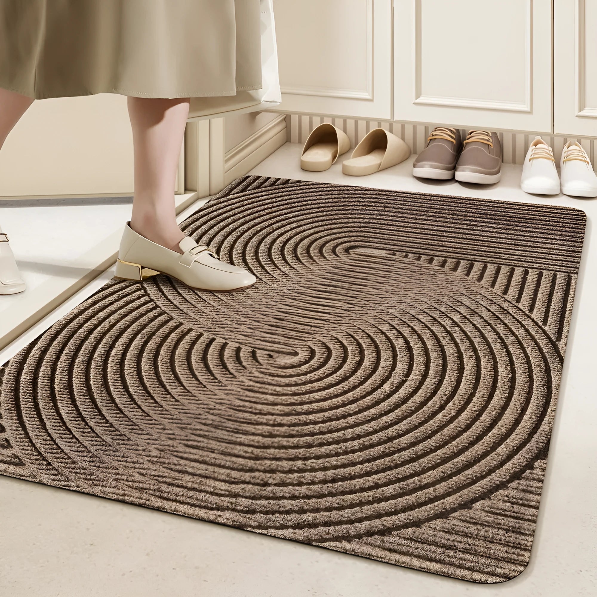 Silk ring alien-shaped entrance floor mat with cartoon anime pattern in blue, 60cm by 90cm