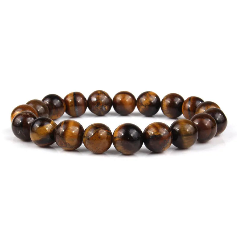 Natural tigereye crystal bracelet with geometric round beads in various colour options