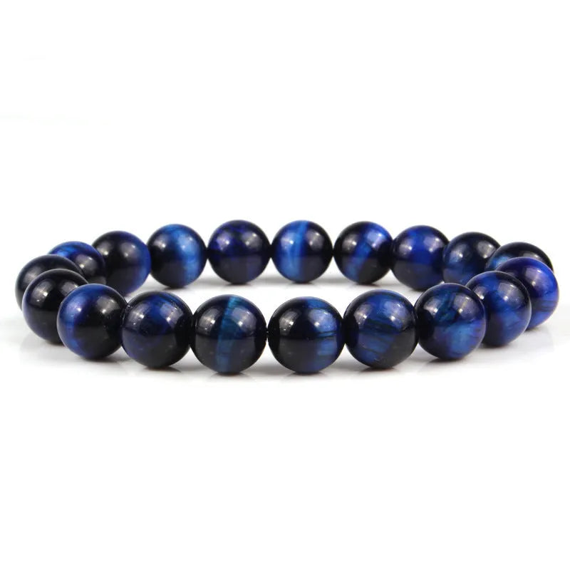 Natural tigereye crystal bracelet with geometric round beads in various colour options