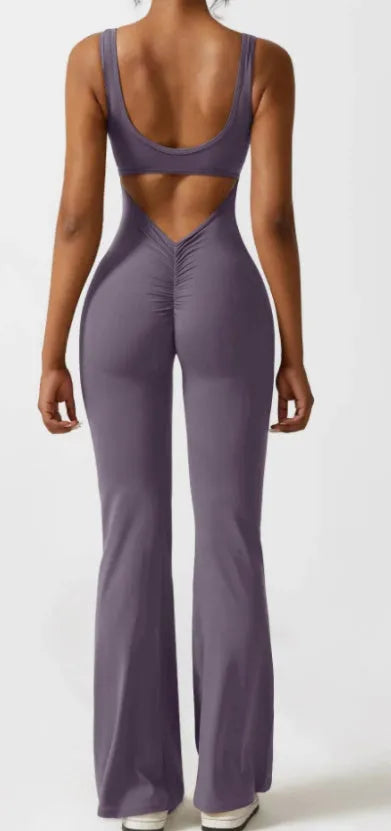 Women's milk silk yoga bodysuit with seamless design and mid-waist trousers length