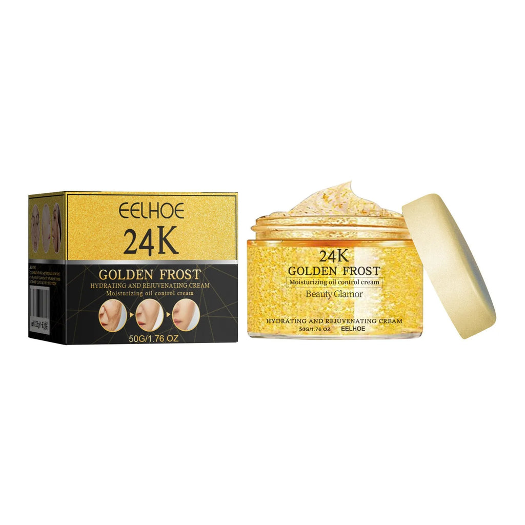 24K gold cream 50g in boxed packaging with ingredients retinol and oligopeptide-1