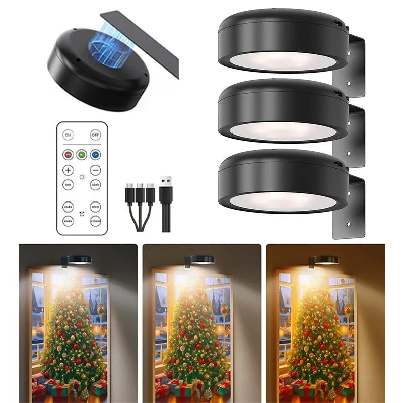 Wireless LED painting lamp with a magnetic mounting belt and remote control in black finish.