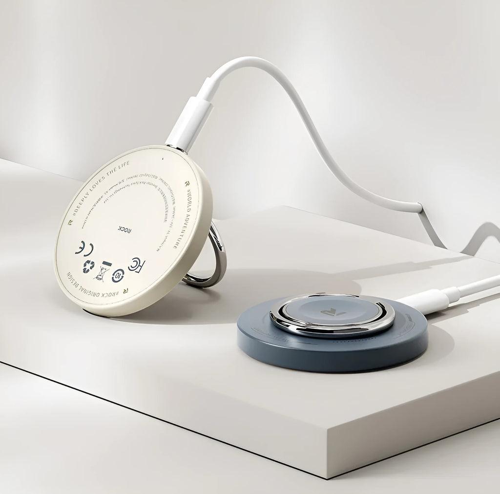 Three-in-one wireless charger bracket for W51 with Type-C input in black finish on a desk