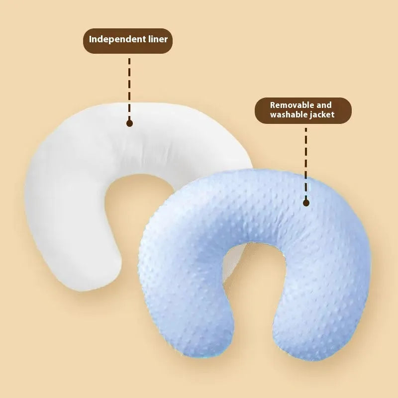 Nursing pillow for breastfeeding with multifunctional milk spill prevention design