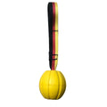Floating camouflage and yellow EVA string ball dog toy shown in 6.5cm, 7cm and 9cm diameter sizes