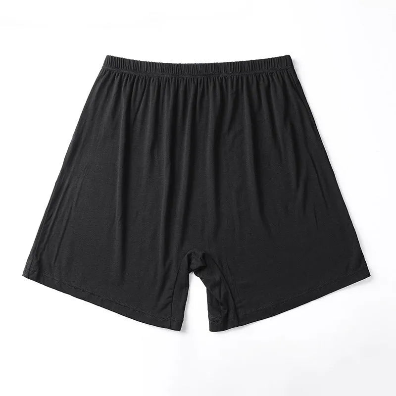 Solid colour high-waist men's modal boxers in black, brown, grey, and blue on a white background