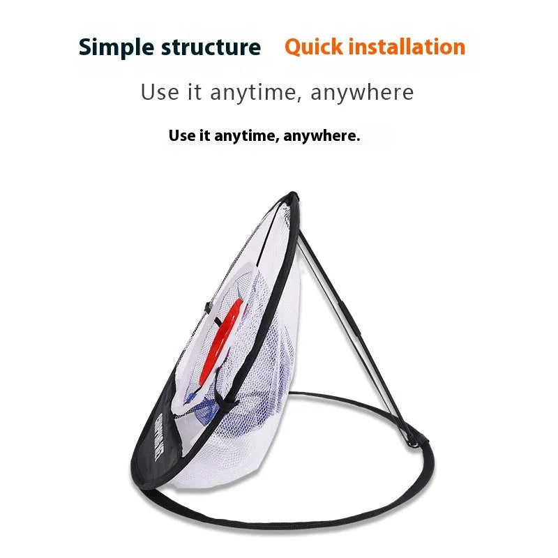 Home minimalist foldable golf target net with nylon material and metal snap button closure