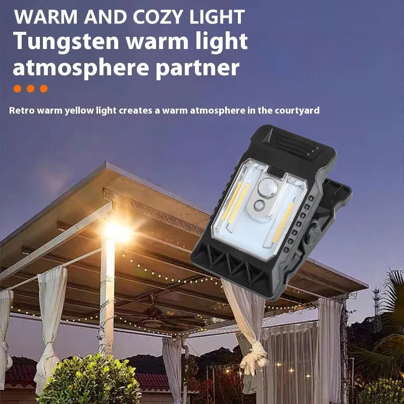 White intelligent induction clip lamp showing motion sensor and clip mechanism